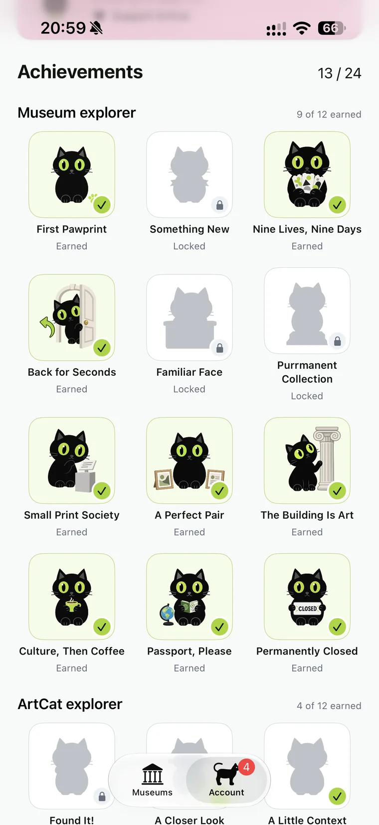 Black cat First Pawprint achievement
